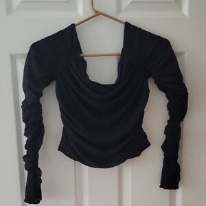 Elegant Black Ruched Women's Top